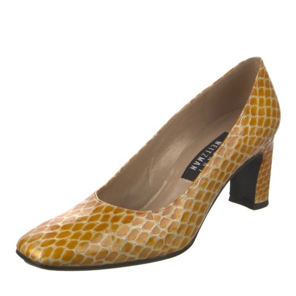 COPY - Stuart Weitzman Leather Pumps-Gold-Size 7 AA (Narrow) - Picture 2 of 5